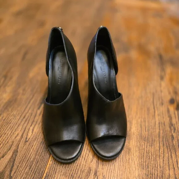 KARL LAGERFELD Paris Brette/D21 Black Leather Peep Toe Ulta-high Pump size 8 - Picture 9 of 11